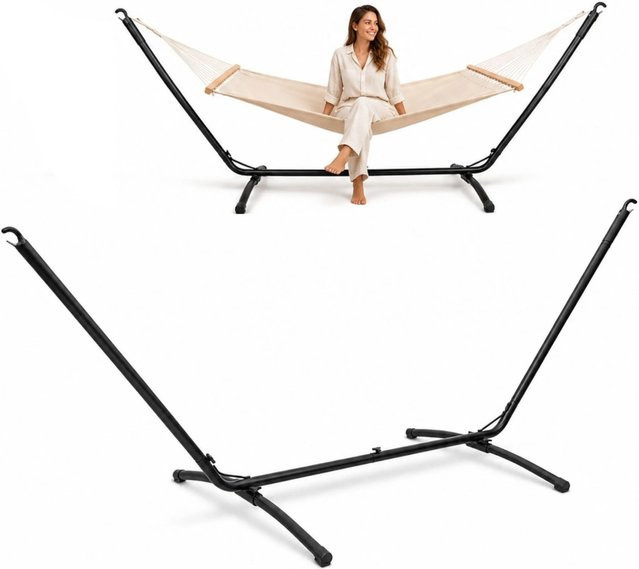 AMANKA Hängemattengestell aus Metall in Schwarz, verstellbar bis 120 kg, B/H: 310 x 100 cm - Bild 1