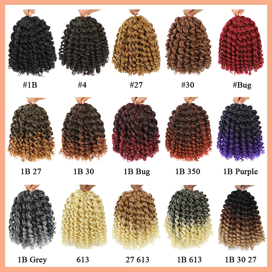 Bewill Ombre Jamaican Bounce Wand Curl Häkelhaar, 8 Zoll, synthetisch, Frauen Kinder - Bild 5