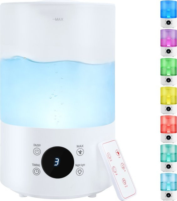 Areyourshop Ultraschall-Luftbefeuchter mit 4L Tank, 360° Düse und 7-Farben-RGB-Beleuchtung in Weiß und Multicolour - Bild 1