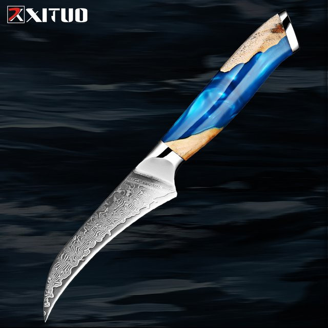 Xituo Damast Stahl Schälmesser mit Holzgriff, 3.5 Zoll, Mehrfarbig - Bild 1