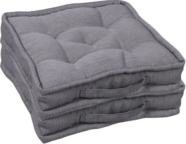 GO-DE TEXTIL Gartenauflage Uni 2er Set Boxkissen aus Polyester in Grau - Bild 1