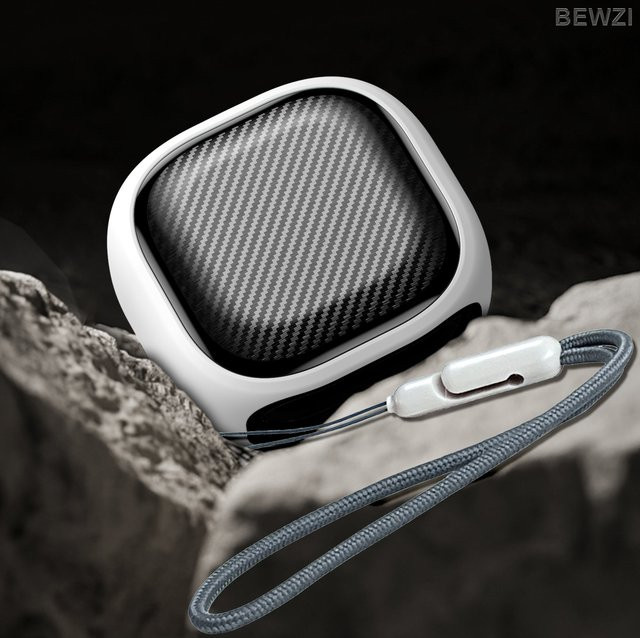 BEWZI Schutzhülle für Samsung Galaxy Buds FE, Buds Pro, Buds2 und Buds2 Pro mit Faserstreifen und Trageband in Grau - Bild 1