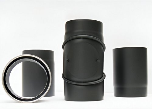 HAAS & SOHN Rauchrohr-Set aus Edelstahl in Schwarz, Durchmesser: 180 mm - Bild 1
