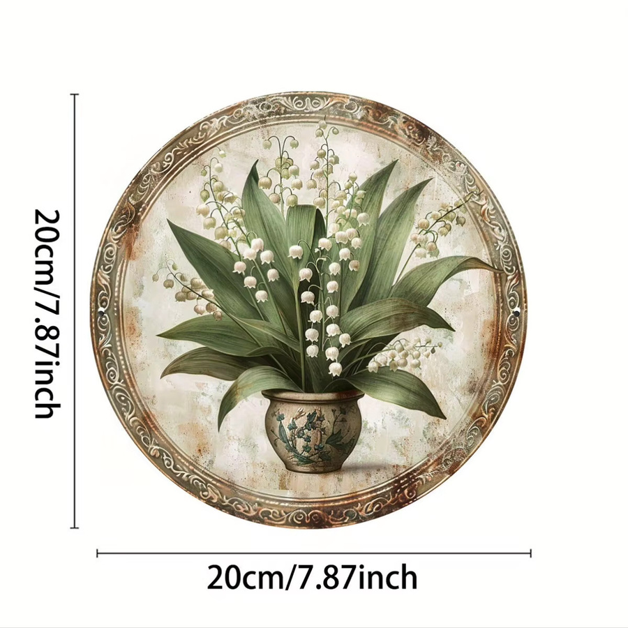 Rustikales Maiglöckchen Wandschild aus Aluminium von Potdemiel, florales Metalldekor in Mehrfarbig, B/T/H: 20,3 x 20,3 x 20,3 cm - Bild 3