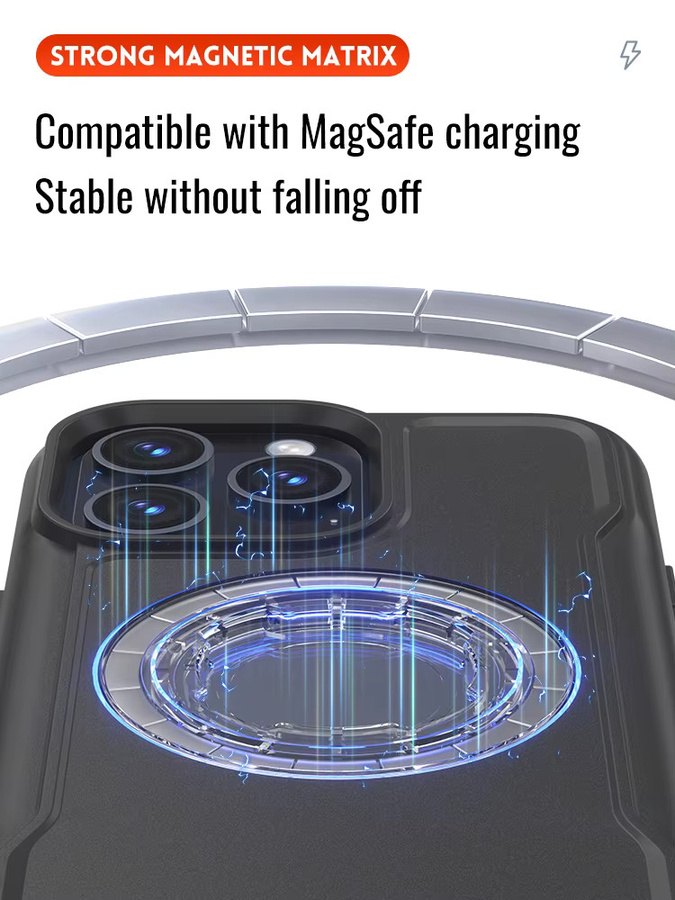 Sincetop Magnetische Stoßfeste iPhone Hülle mit Ladeabdeckung und Sperrdesign in Schwarz für iPhone 17, 16, 15, 14 Pro Max geeignet für Motorräder und Fahrräder - Bild 5