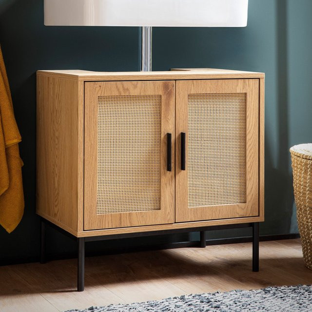 Waschbeckenunterschrank FineBuy Badschrank in Eiche Optik Braun, B/T/H: 60 x 40 x 60 cm - Bild 1