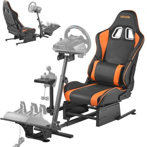 VEVOR Racing Wheel Stand Simulator Cockpit in Schwarz passend für Logitech G25 G27 G29 G920 G923 und Thrustmaster T300RS TX F458 T500RS sowie T3PA-PRO und CSR-Pedale - Bild 1