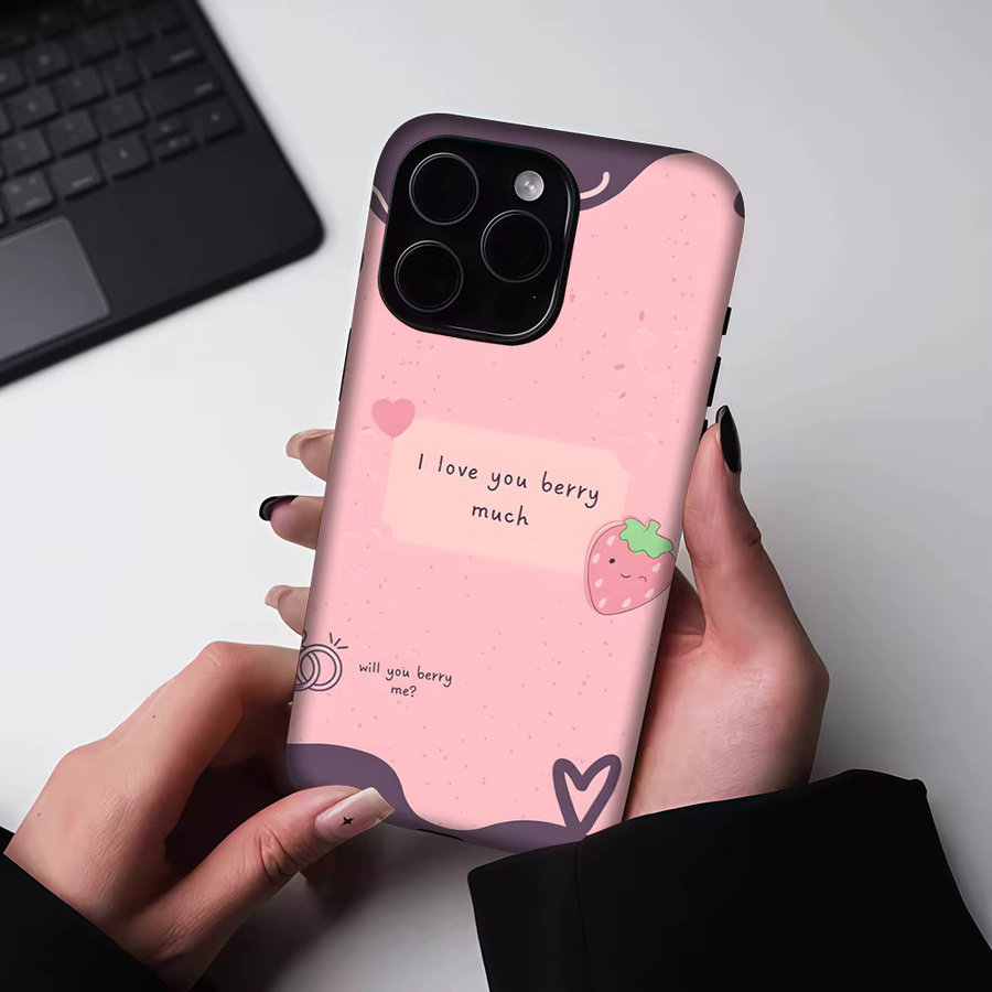 Potdemiel Berry Love Note Handyhülle für iPhone 17 16 15 14 13 Pro Max Plus, Rosa, Robuste Einzel- und Doppelschicht-Schutzhülle mit Magnetfunktion - Bild 5