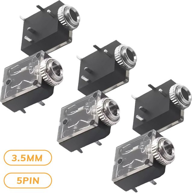 5-polige 3,5 mm Stereo-Audio-Video-Buchse für Schalttafelmontage mit Mutter PJ-324M - Bild 1