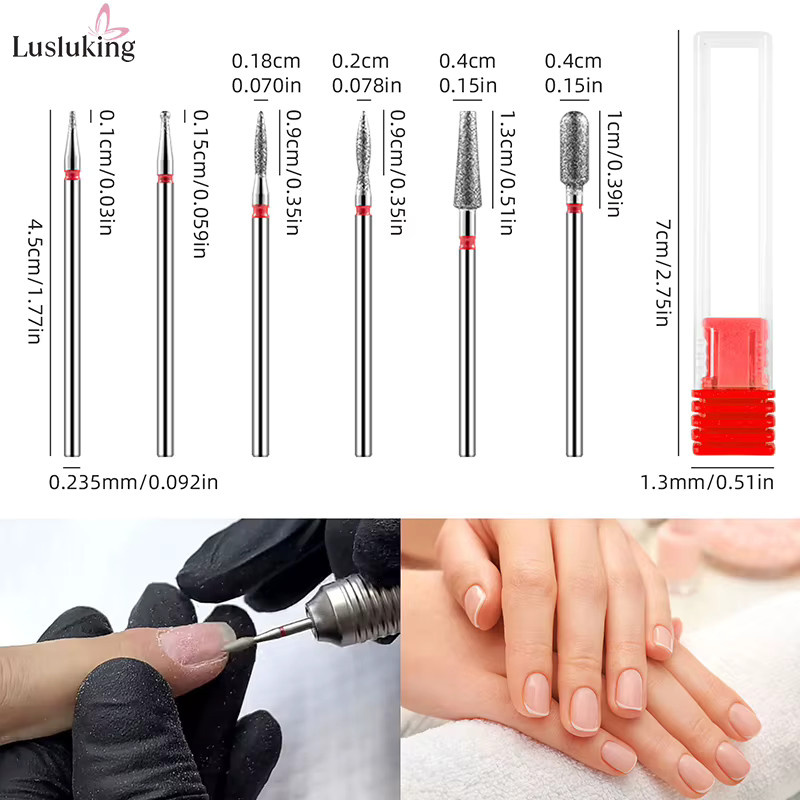 LUSLUKING Diamant Nagel Bohrer Set, 6 Stück, Elektrische Fräser für Maniküre - Bild 4