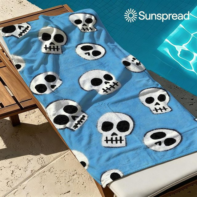 JMG Household Supplies Totenkopf Strandtuch Blau, B/H: 50 x 100 cm - Bild 1