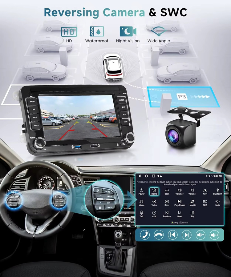 XFY 7-Zoll HD Auto-MP5-Player mit Bluetooth, FM-Radio, RDS, Mirrorlink und kabellosem Android Auto sowie Carplay in Schwarz - Bild 5