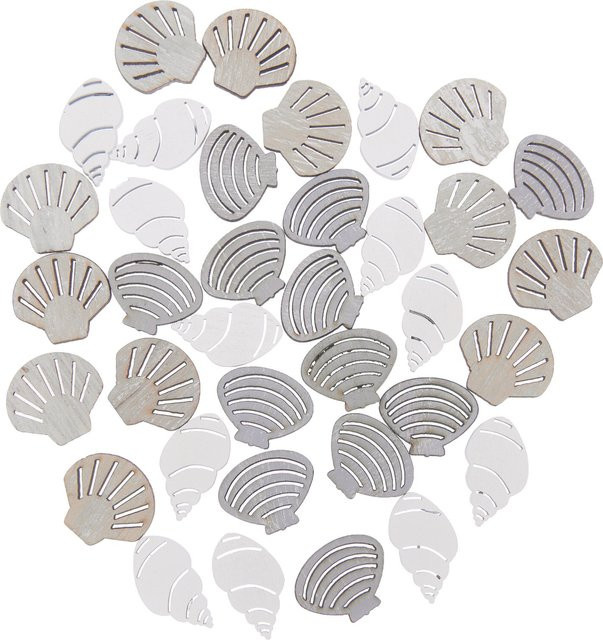 Rico Design Holzstreu Muschel Mix in Natur mit 36 Stück für ein maritimes Sommer-Ambiente - Bild 1