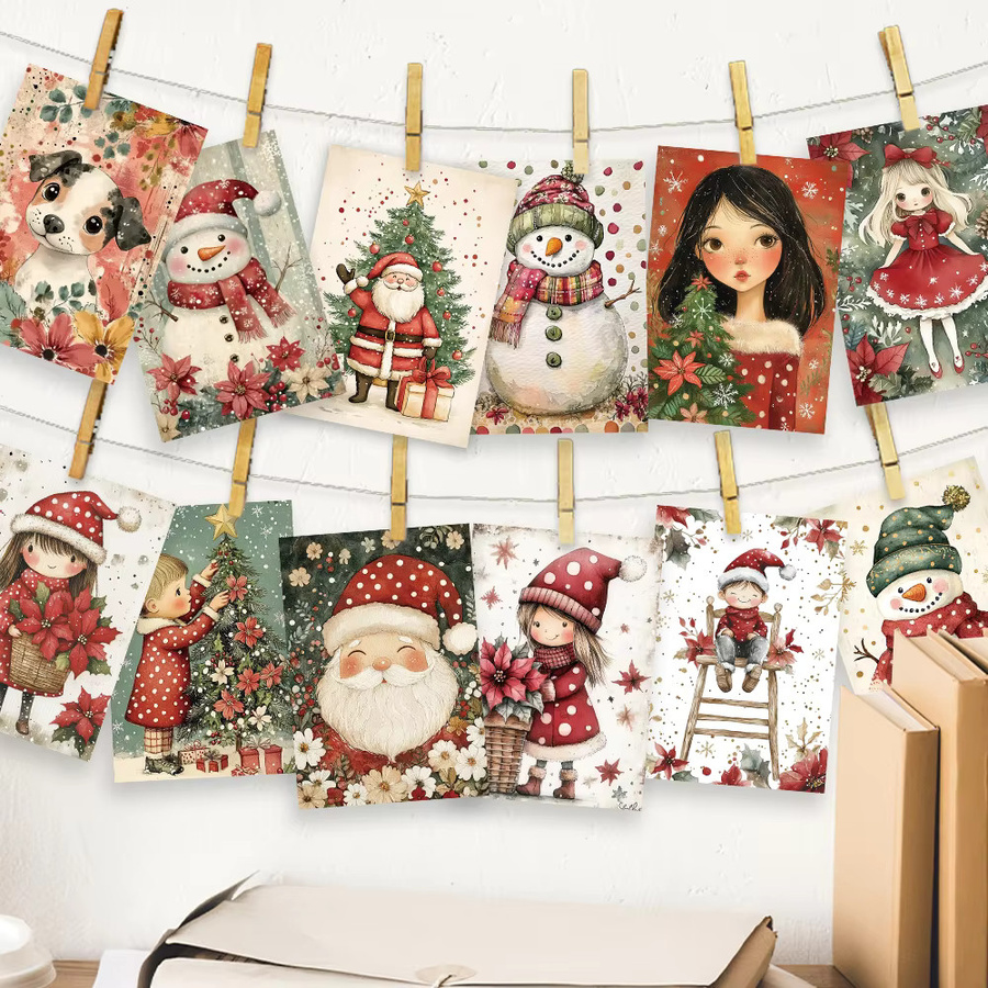 32 Stück Weihnachtliche Papierpostkarten mit gepunktetem Design in Mehrfarbig für Mädchen und Studenten - Bild 4
