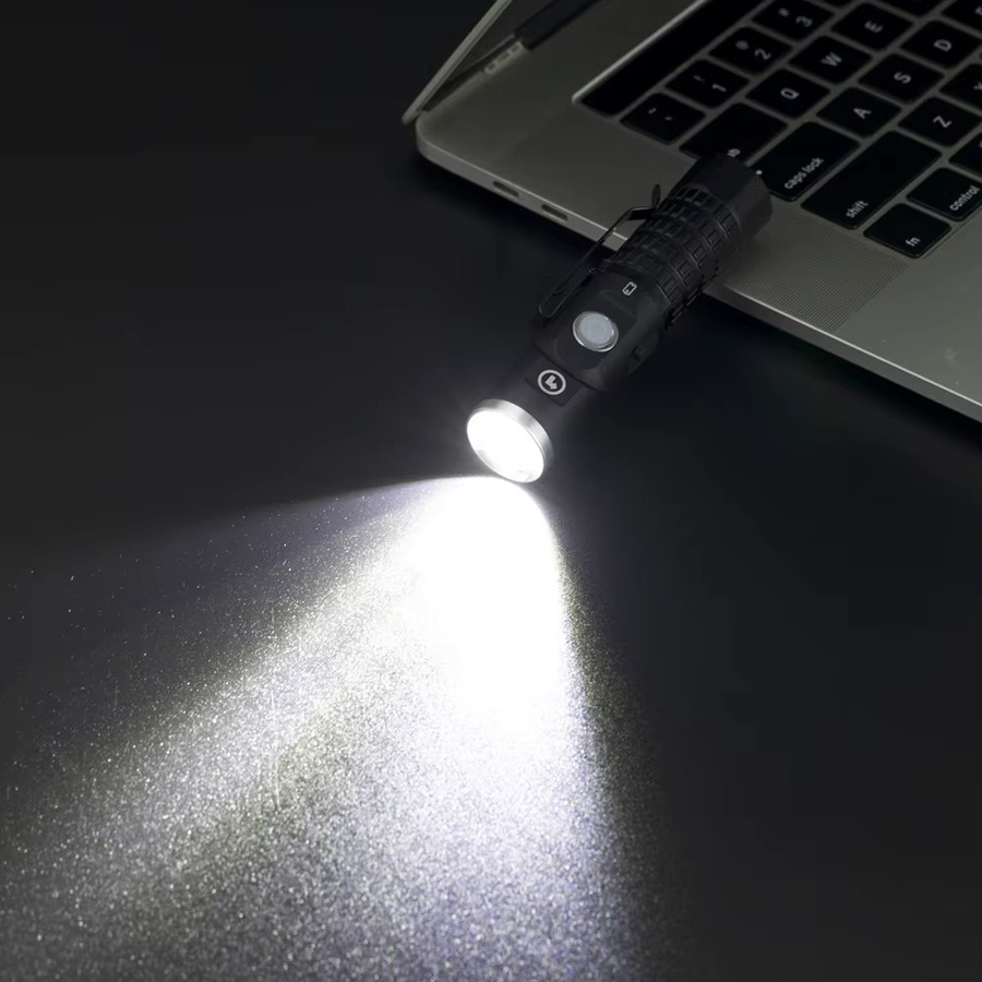 Alonefire Mini-LED-Taschenlampe mit 90 Grad drehbarem Schwenkkopf in Schwarz für Outdoor, Camping und Notfälle - Bild 5