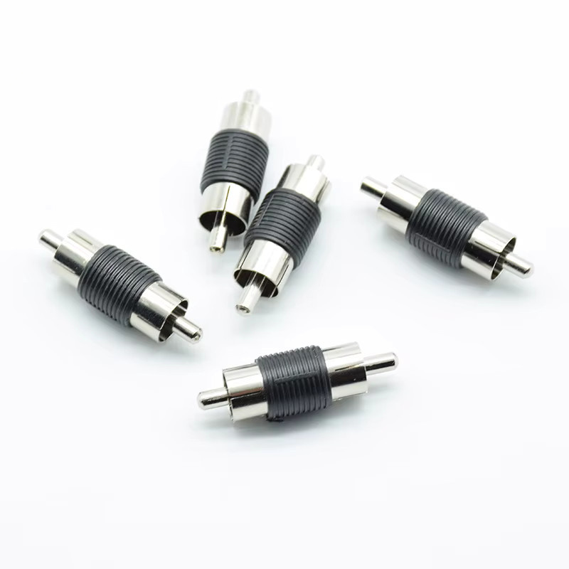 5er Set RCA Stecker auf Stecker Adapter, Gerade AV RCA Buchse auf Buchse Koppler, Farbe: Silber - Bild 2