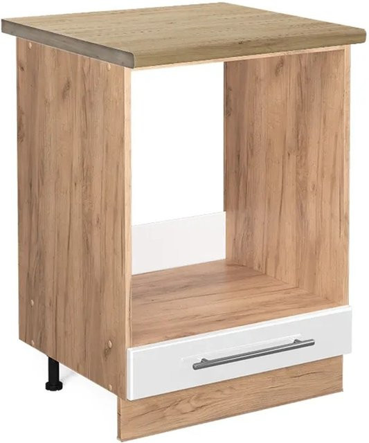 Vicco Herdumbauschrank Fame-Line Weiß Hochglanz und Goldkraft Eiche, B/T/H: 60 x 60 x 82 cm - Bild 1
