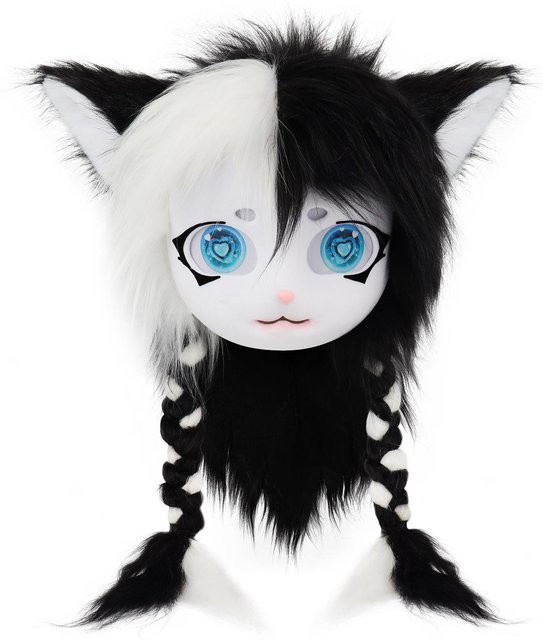 YIRAN Tierkopf Katzen Fursuit Cut Maske, Kostüm Requisiten, ab 14 Jahren - Bild 1
