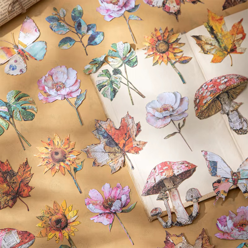 10 Blatt Vintage Pflanze und Blumen Collage Aufkleber in Multicolour für dein Journal und Scrapbooking - Bild 1