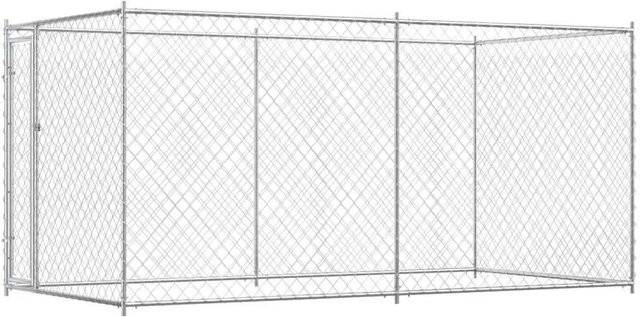 vidaXL Outdoor-Hundezwinger aus verzinktem Stahl B/T/H: 382 x 192 x 185 cm - Bild 1