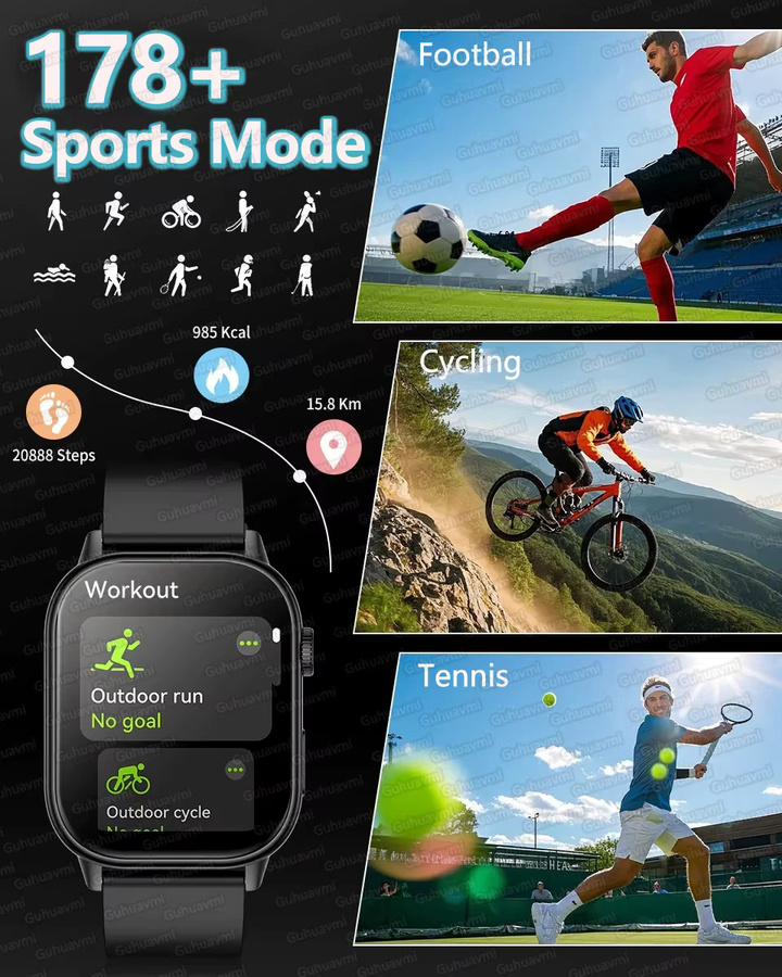 GUHUAVMI Smartwatch, GPS, Herren, 2,01 Zoll, wasserdicht - Bild 5