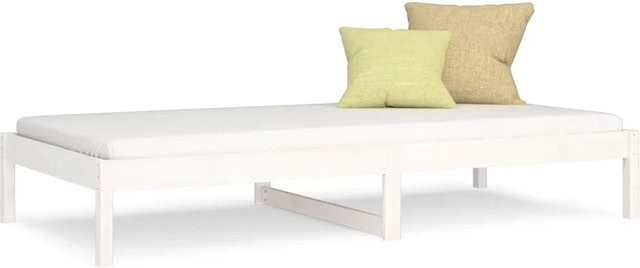 vidaXL Tagesbett aus massivem Kiefernholz in Weiß mit rustikaler Optik, B/T/H: 90 x 200 cm - Bild 1