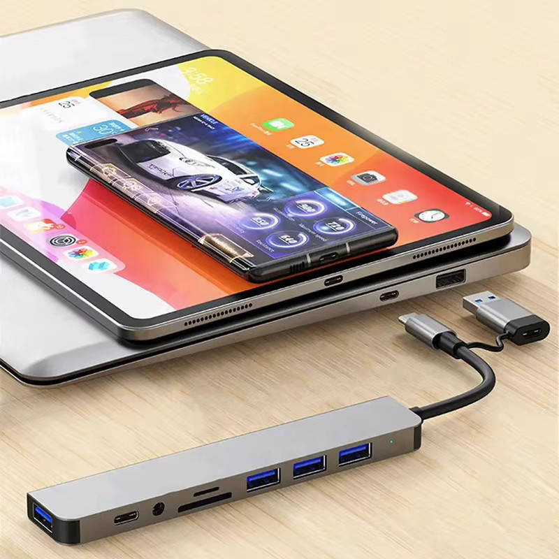 8 in 1 USB C Hub Expander Multiport Adapter Typ C Splitter Dock mit SD Kartenleser für Samsung PC und Tablet für schnellen Datentransfer und Aufladen - Bild 2