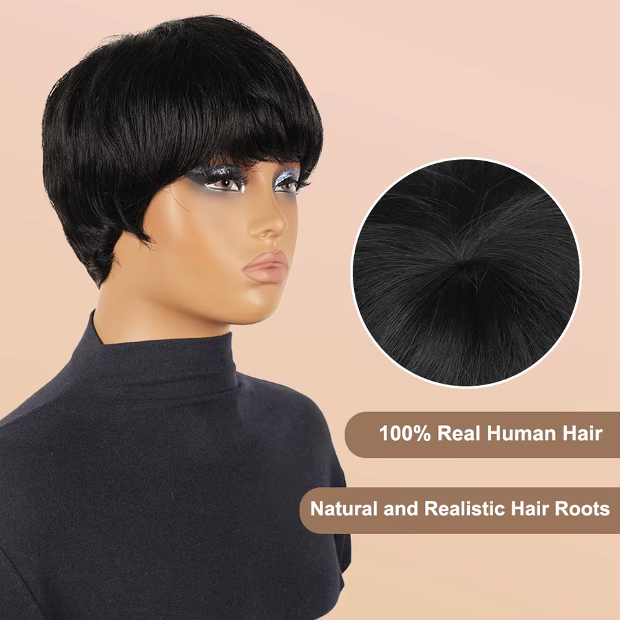 OYM HAIR Pixie-Schnitt-Perücke, brasilianisches Echthaar, Damen - Bild 3