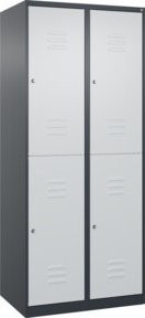 C+P Doppelstock-Spind Classic PLUS mit 2 Abteilen, Anthrazitgrau und Lichtgrau, B/H/T: 80 x 185 x 50 cm, mit Zylinderschloss und Kleiderstange - Bild 1