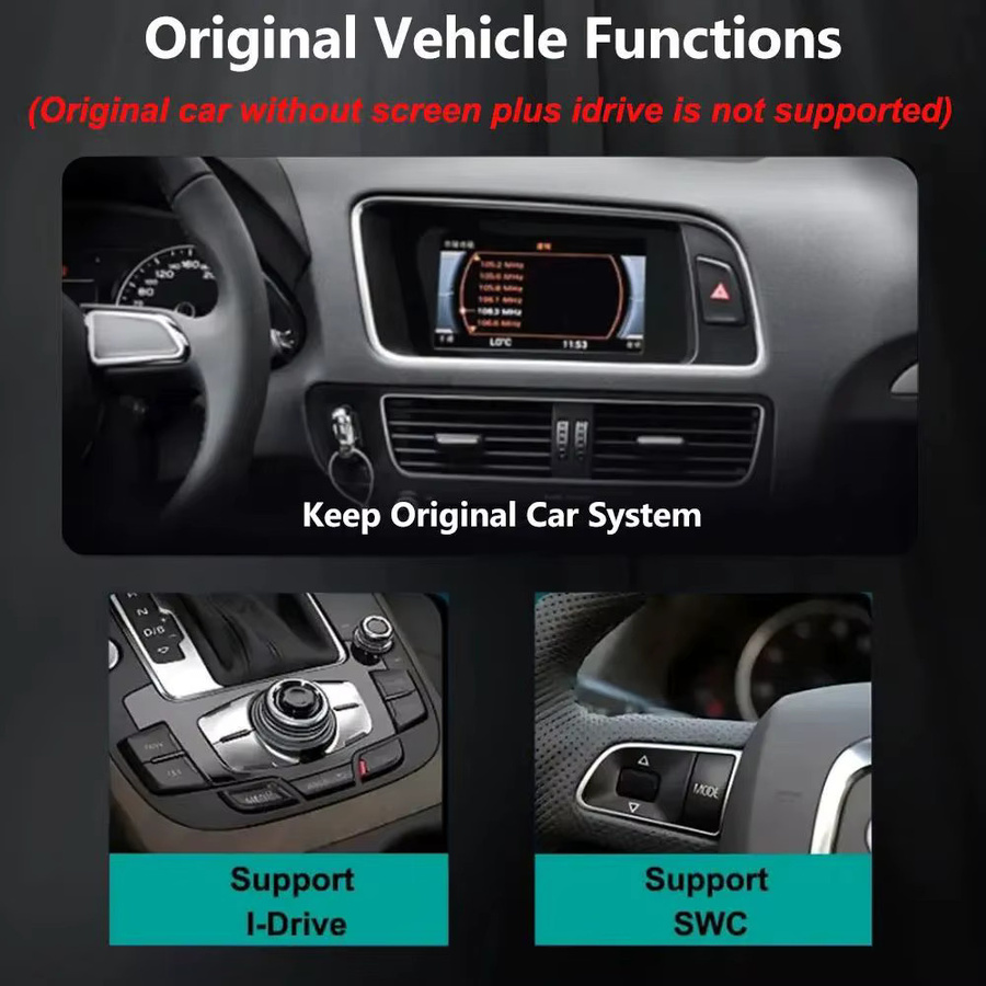 KJ-NAVI Multimedia Radio für Audi Q3 2011 - 2018 mit Android 14, 8 Zoll Touchscreen, Wireless CarPlay, GPS und WIFI in Schwarz - Bild 3