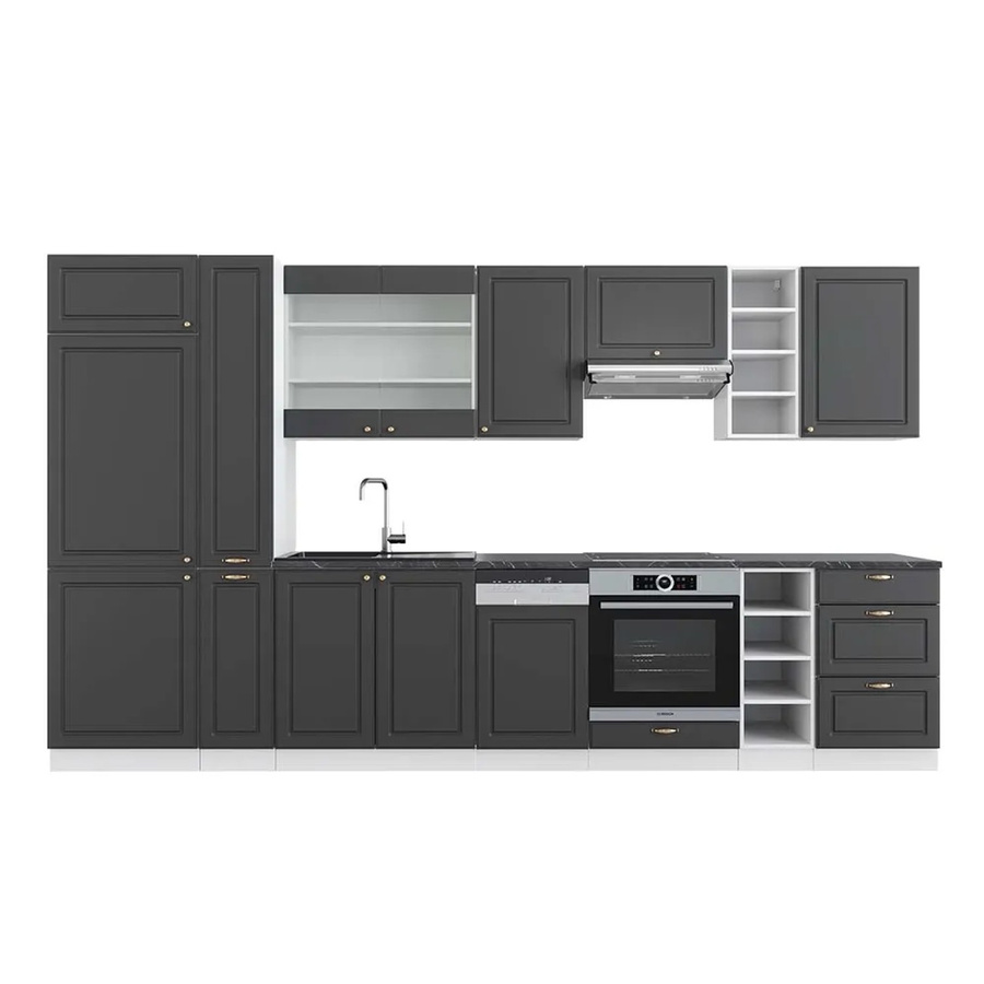 Vicco Fame-Line Küchenzeile Anthrazit-Gold/Weiß B: 355 cm, H: 206 cm, T: 60 cm - Bild 2