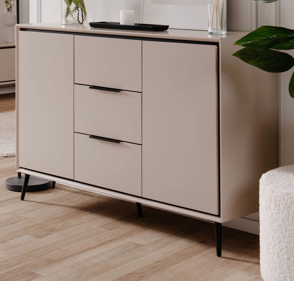 Sideboard Brebbia Furn.Design in Sand und Schwarz mit Soft-Close-Funktion, B: 135 cm, H: 90 cm - Bild 1