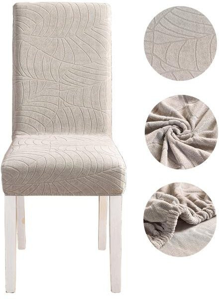S-EMIGA Esszimmerstuhl-Schutzbezug aus Jacquard in Beige, wasserabweisend und dehnbar - Bild 1