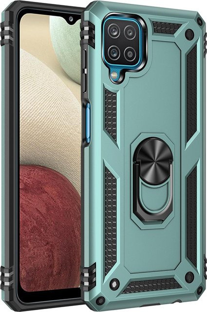 Stoßfeste Ringhalter-Hülle für Samsung Galaxy A12, M12, F12 und Galaxy A12 5G (SM-A125F/M/N) in Grün - Bild 1
