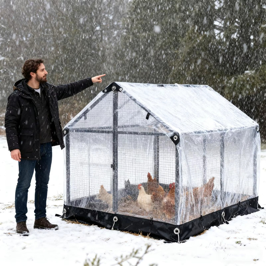 Transparente wasserdichte Hühnerstall-Abdeckung aus Kunststoff als Frostschutz für Geflügelgehege und Gewächshäuser im Garten - Bild 2