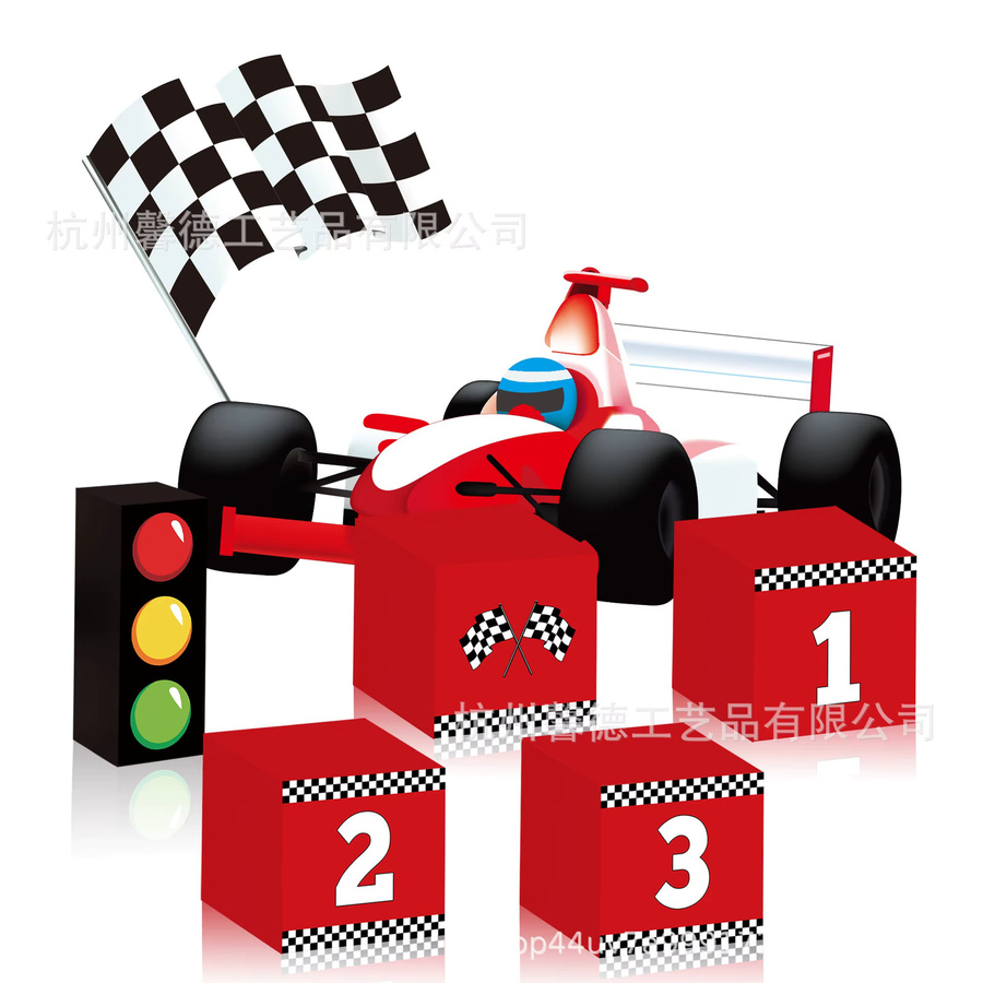 YSOIHF Rennwagen Partyboxen in Rot mit Checkered-Design für deine Geburtstagsfeier - Bild 2