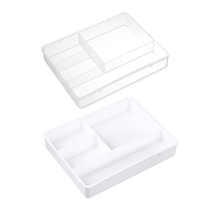 Qiilu Schubladen-Organizer aus Kunststoff, transparente Aufbewahrungsbox für Schreibtisch und Badezimmer - Bild 2