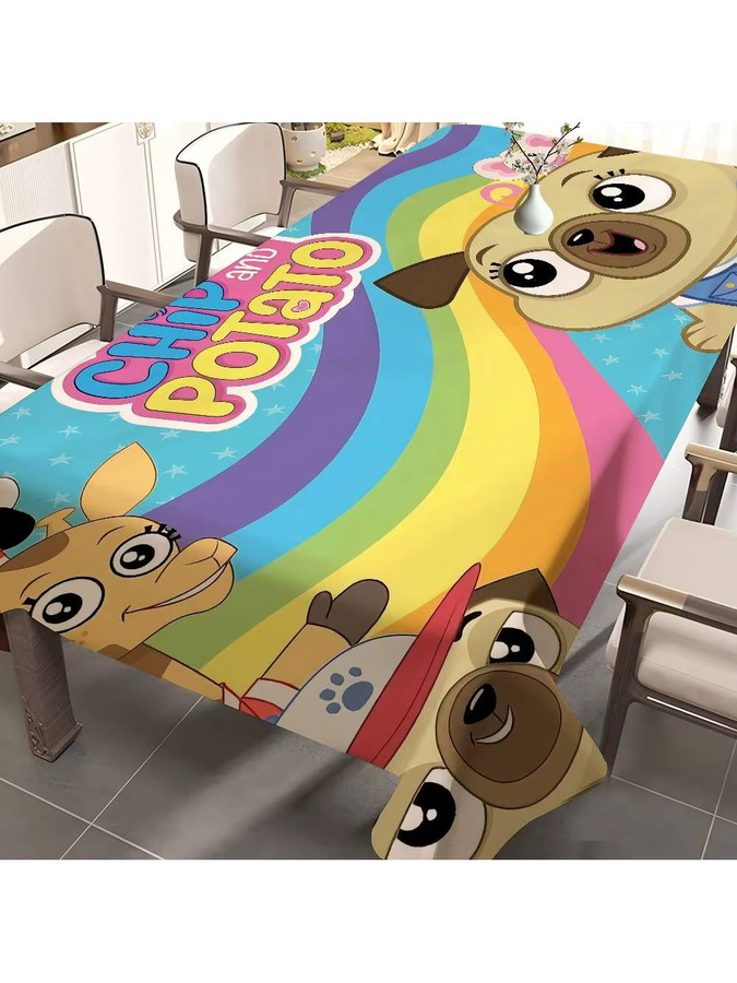 Rechteckige Polyester-Tischdecke mit C-Chip- und P-Kartoffel-Motiv in Mehrfarbig - Bild 6