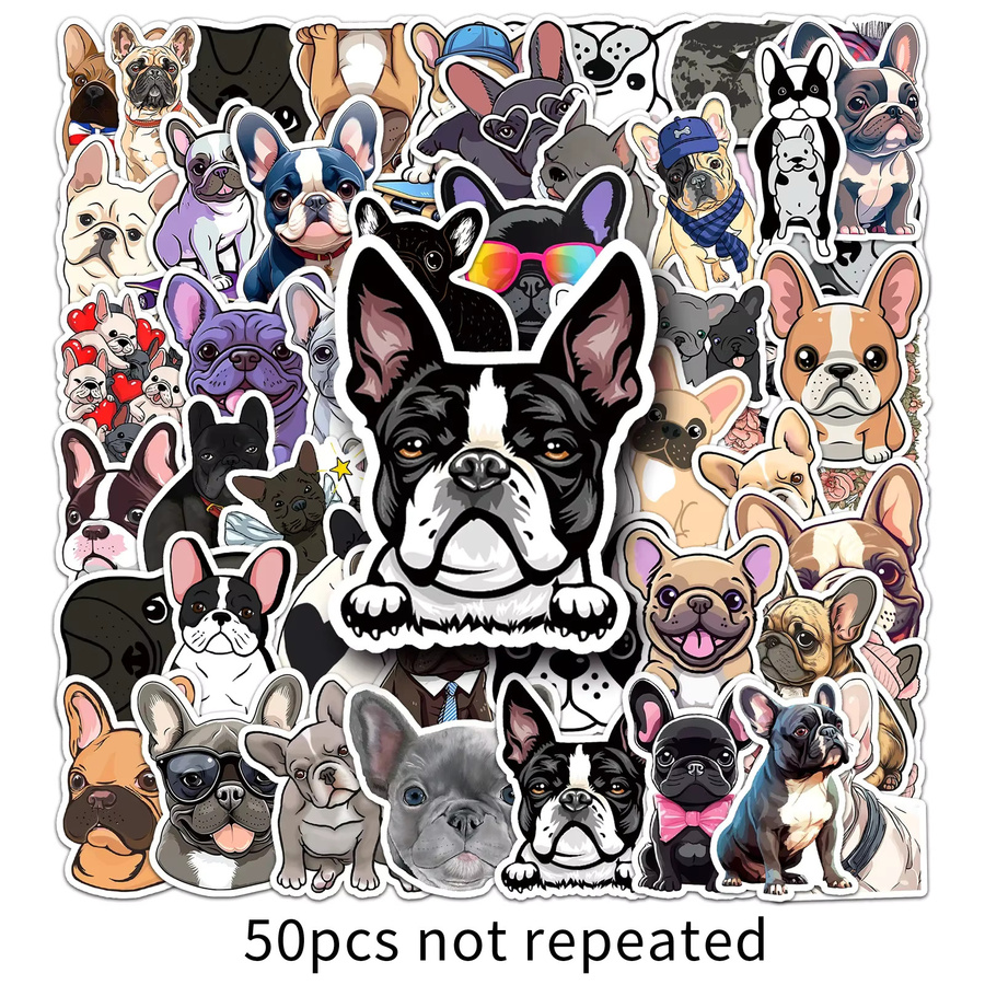 GOGOTU Cartoon-Aufkleber Französische Bulldogge, 50-teiliges Set, multicolour - Bild 2