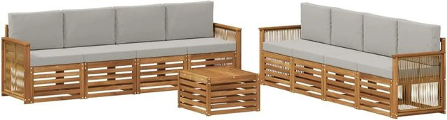 vidaXL Sofagarnitur aus Massivholz Akazie mit 9 Kissen im modernen Latten-Design - Bild 1