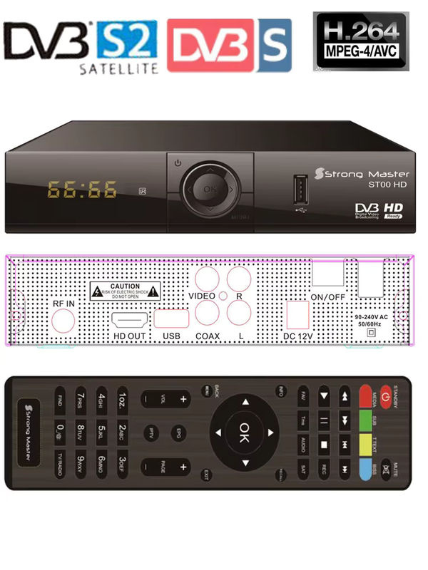 GESUNWE Satellitenantenne FTA DVB-S2 Set-Top-Box HD Digitaler Satelliten-TV-Empfänger mit H.264 MTK7601 Dongle und DVB S2 Tuner Decoder in Schwarz - Bild 5