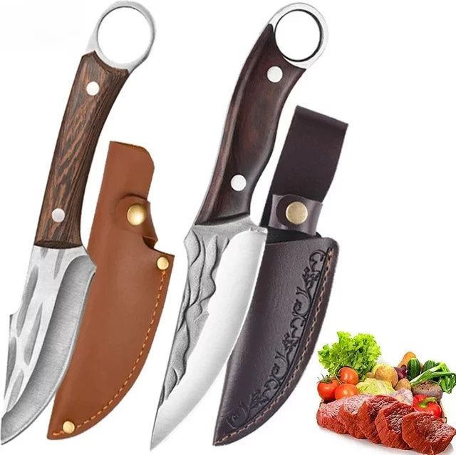 InLeung Ausbeinmesser aus Edelstahl mit Holzgriff zum Schneiden von Fleisch, Fisch, Obst und Gemüse - Bild 1