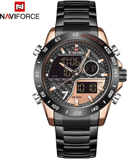 NAVIFORCE Armbanduhr, Quarz, Analog-Digital, Edelstahl, Schwarz, Herren - Bild 1
