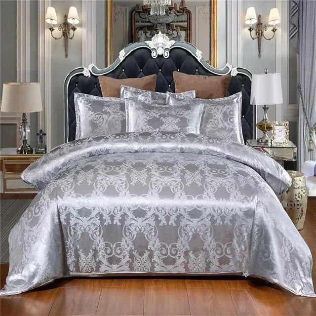 JMG Household Supplies Bettwäscheset Silberdruck mit floralem Design, Luxus Bettbezugset aus Mikrofaser für dein Heimdekor, B/H: 200 x 230 cm - Bild 1