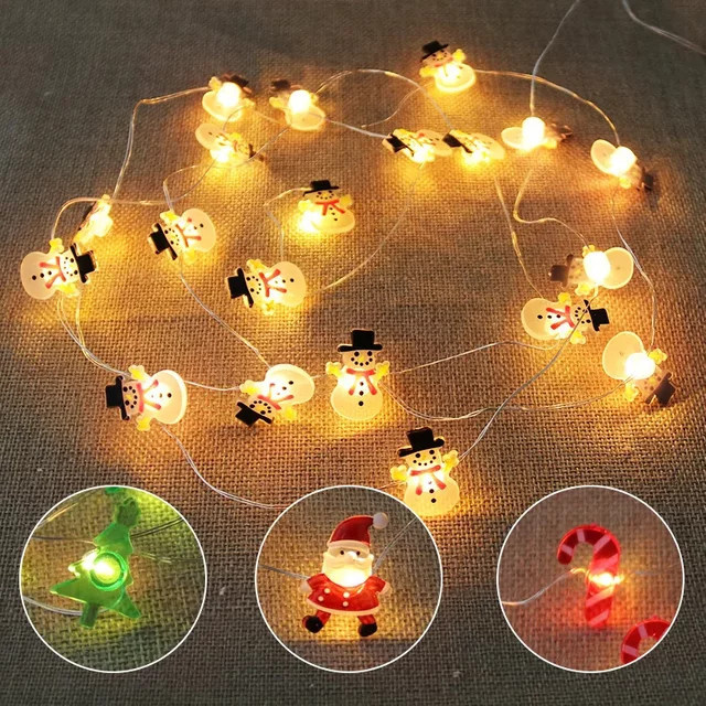 OKAL RED EAST LED Lichterkette mit Santa Claus und Schneeflocken in Multicolor, 2m Länge, 20 LEDs - Bild 1