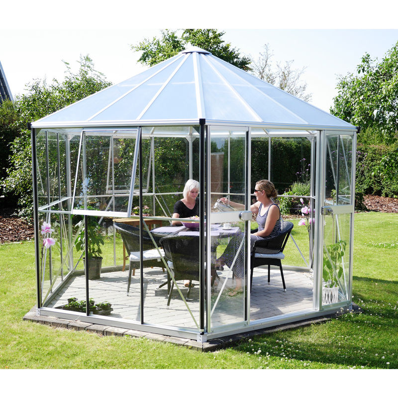 Vitavia Gewächshaus-Pavillon Hera 9000 mit Stahlfundament aus eloxiertem Aluminium, 9,0 m², 3 mm ESG und 6 mm HKP - Bild 2