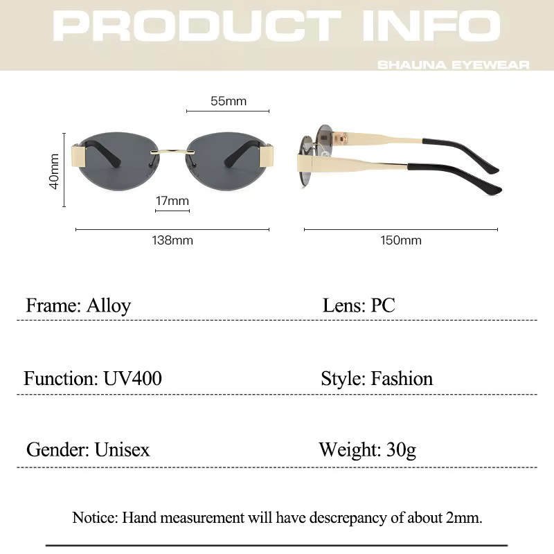 SHAUNA Sonnenbrille, randlos, oval, Metall, Unisex - Bild 3