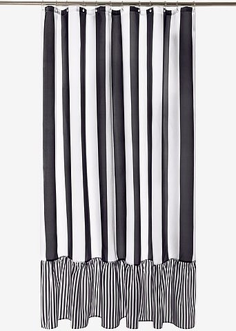 Jotex Duschvorhang ANDREA schwarz gestreift aus Polyester, wasserdicht, Höhe: 180 cm, Breite: 200 cm - Bild 1