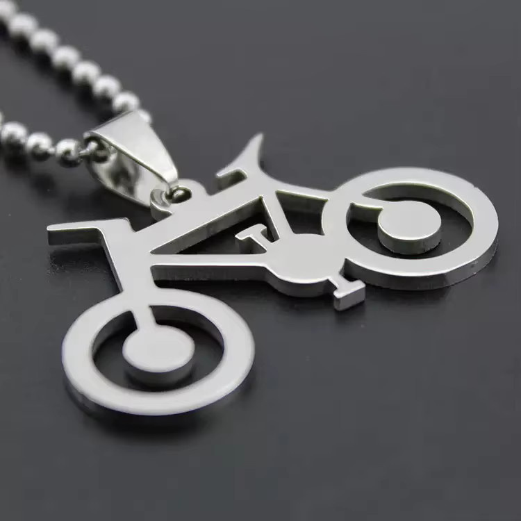 weyena Halskette Fahrrad Anhänger, Edelstahl, Silber, Unisex - Bild 2