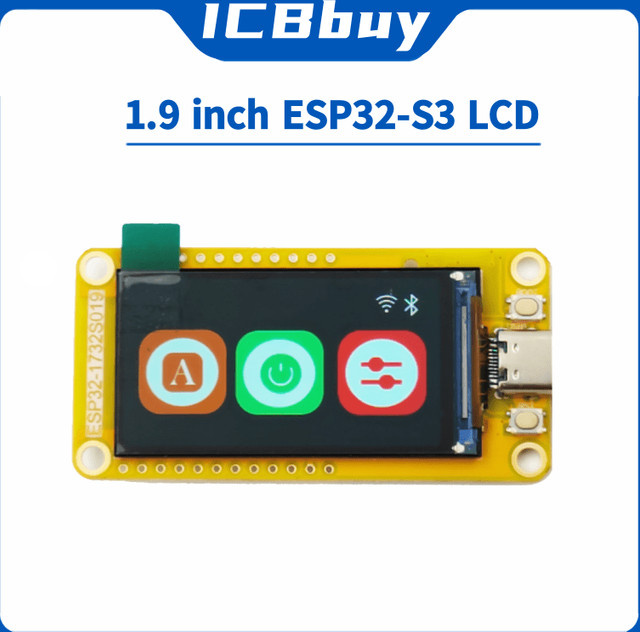 QSZNTEC ESP32-S3 Smart Display Modul mit 1,9 Zoll IPS LCD TFT Bildschirm, 8MB PSRAM, 16MB Flash, WiFi und Bluetooth, gelb - Bild 1